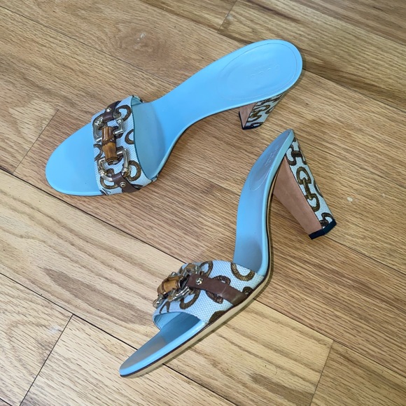 Gucci Shoes - Baby blue and tan Horsebit Gucci shoes...authentic